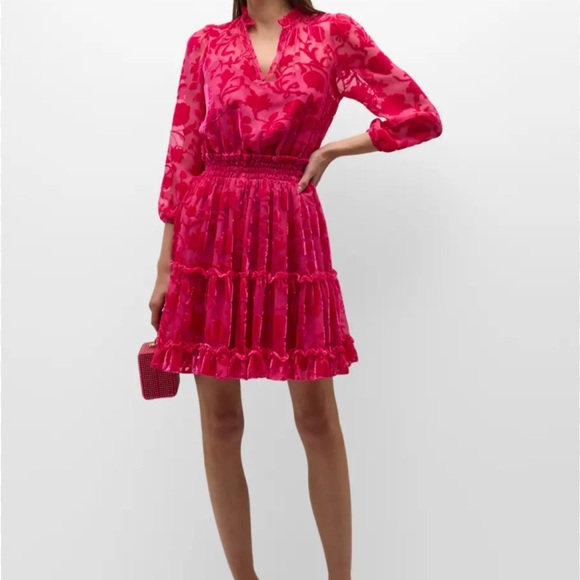 Shoshanna Dresses & Skirts - Shoshanna Arlene Tiered Velvet Burnout Mini Dress